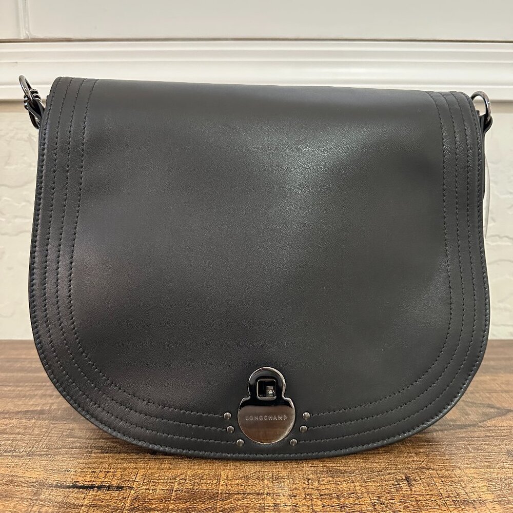 Longchamp Cavalcade Black Lambskin Shoulder Bag, NWT